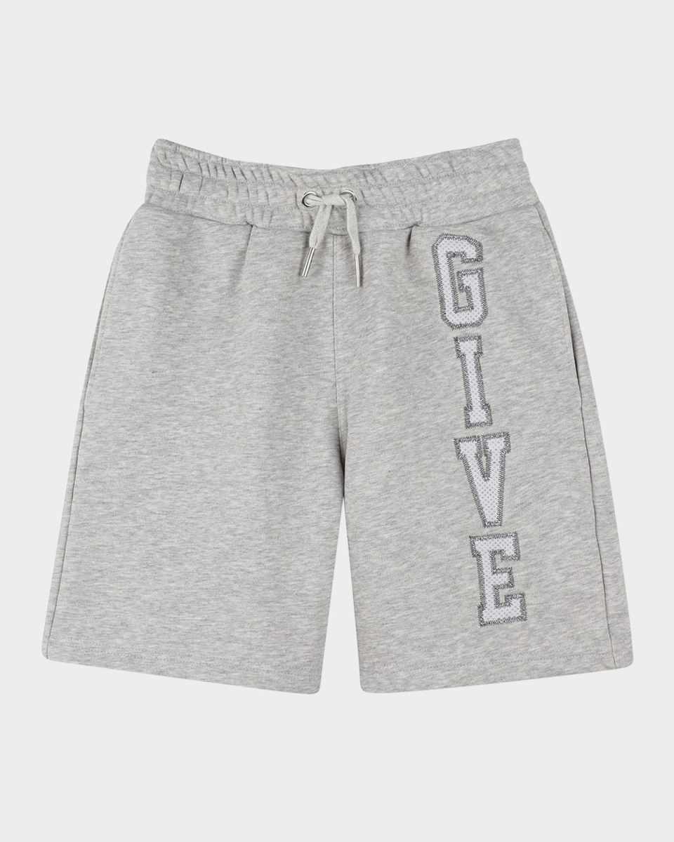 Boy's Embroidered Logo-Print Shorts, Size 8-14